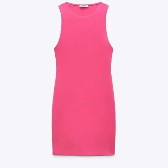 Zara Pink Halter Bodycon Mini Dress NWOT Size small - Picture 2 of 4